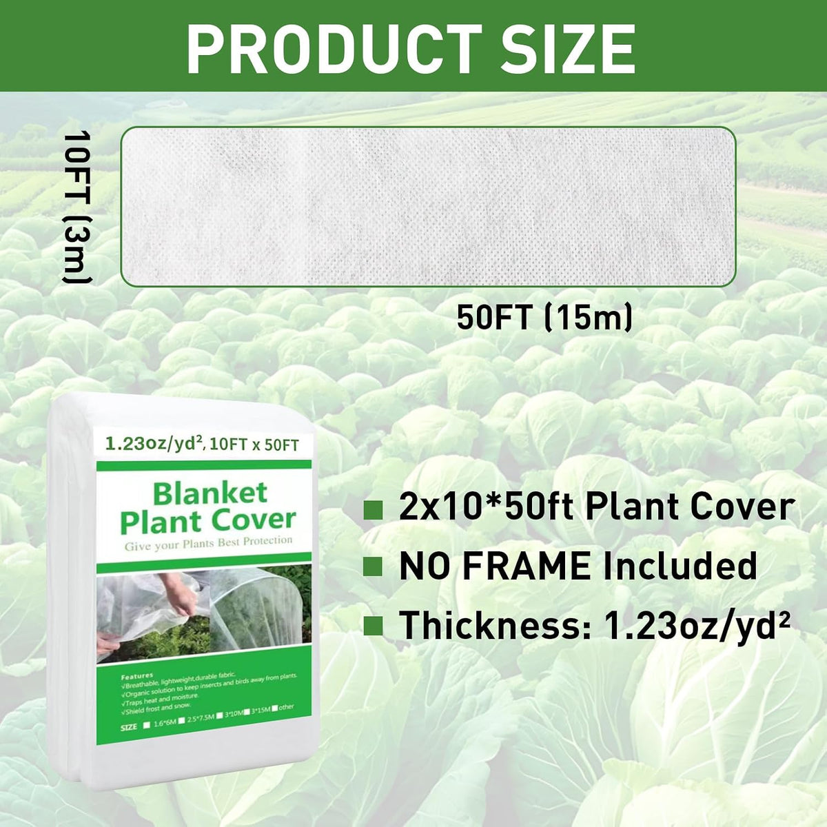 10ft x 50ft plant covers freeze protection on a desk or shelf