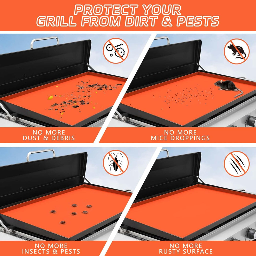 36" Silicone Griddle Cover Mat for Blackstone 36 Inch Griddle Accessories, All-Season Protection Against Dirt & Rust, Food Grade Silicone Grill Mat (Orange)