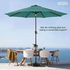 Tempera Patio Market Outdoor Table Umbrella with Auto Tilt and Crank, Large Sun Umbrella with Sturdy Pole & Fade Resistant Canopy, Easy to Set