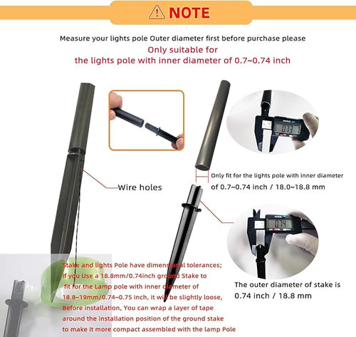 10 Pack Solar Light Stakes Replacement (Fit for Pole Inner Diameter 0.73 inch), ABS Reinforced Ground Spikes with Wire Holes for Outdoor Solar Light Pathway Christmas Landscape Garden Deco