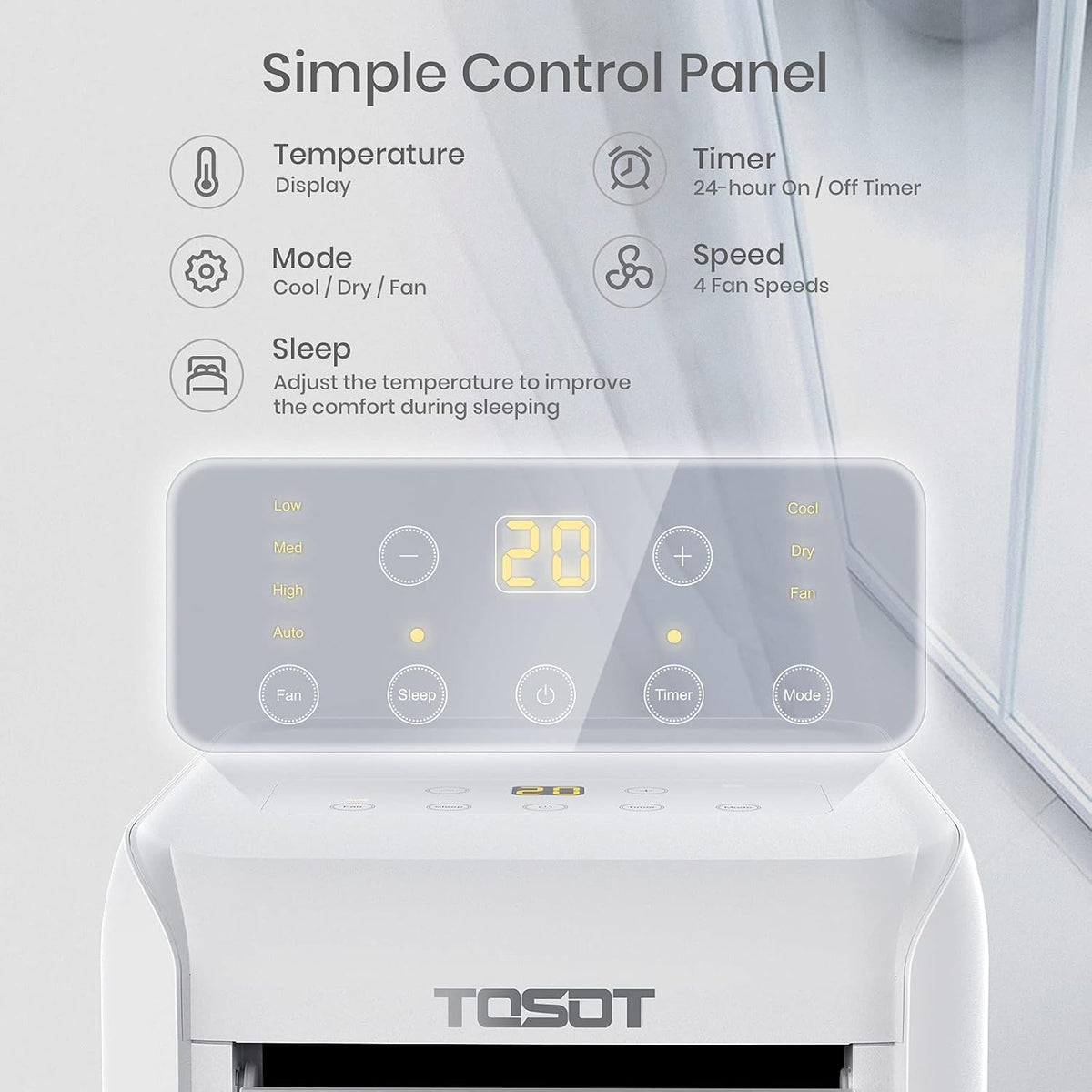 tosot 9,500 btu air conditioner easier to install, side view