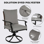 Grand patio 5-Piece Outdoor Dining Set, 4 Leather-Look Wicker Swivel Patio Chairs & 1 Square Woodgrain Dining Table, Brown