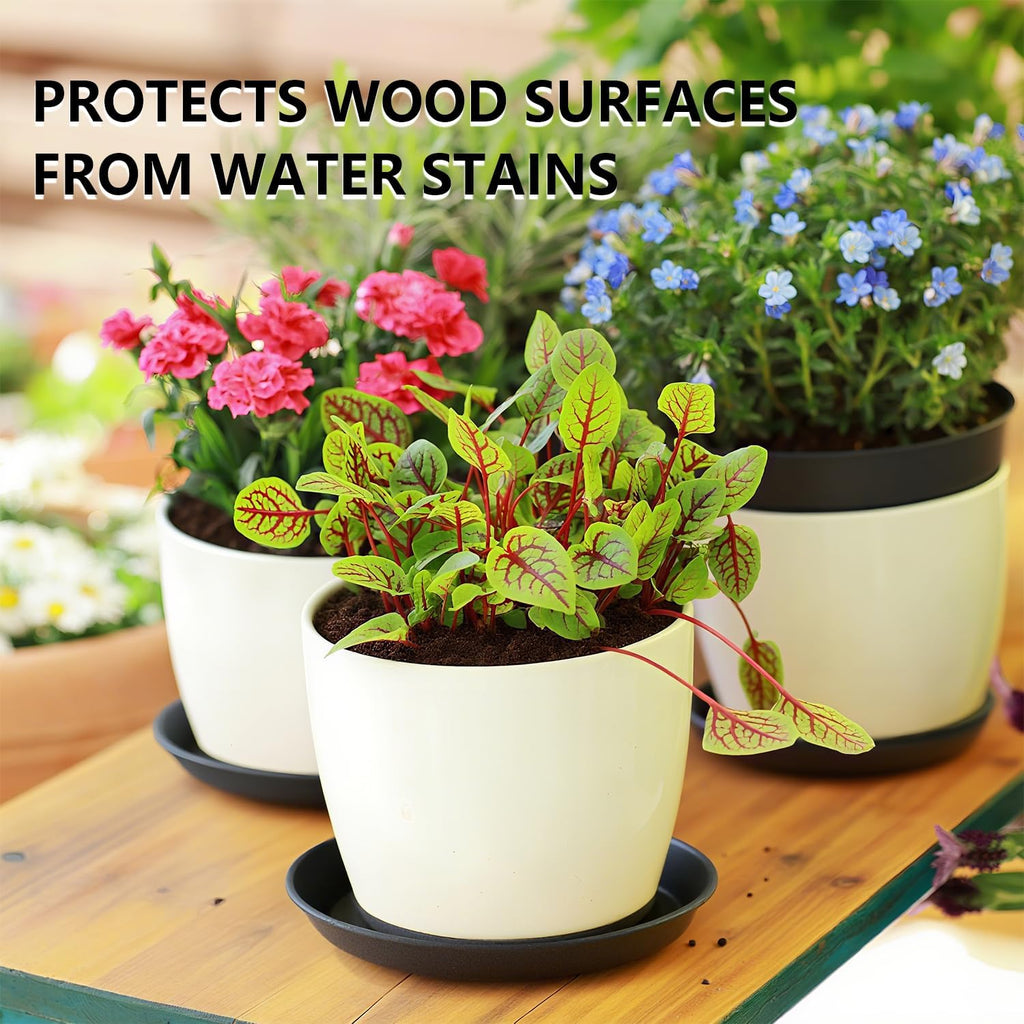 9 Pack Black Plant Pot Saucers, 8 10 12 Inch Heavy Duty PP Trays | Plant Watering Trays for Indoor & Outdoor Flower Pots