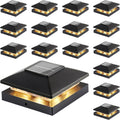 solar post cap lights outdoor 16-pack, black waterproof, main product view