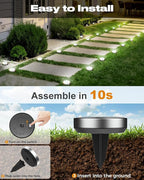 btfarm 6 Pack Solar Lights Outdoor, 8 LED Solar Ground Lights IP65 Waterproof Flat Solar Disc Light, Pathway Lights for Garden Lawn Patio Yard Path Landscape, Cool White