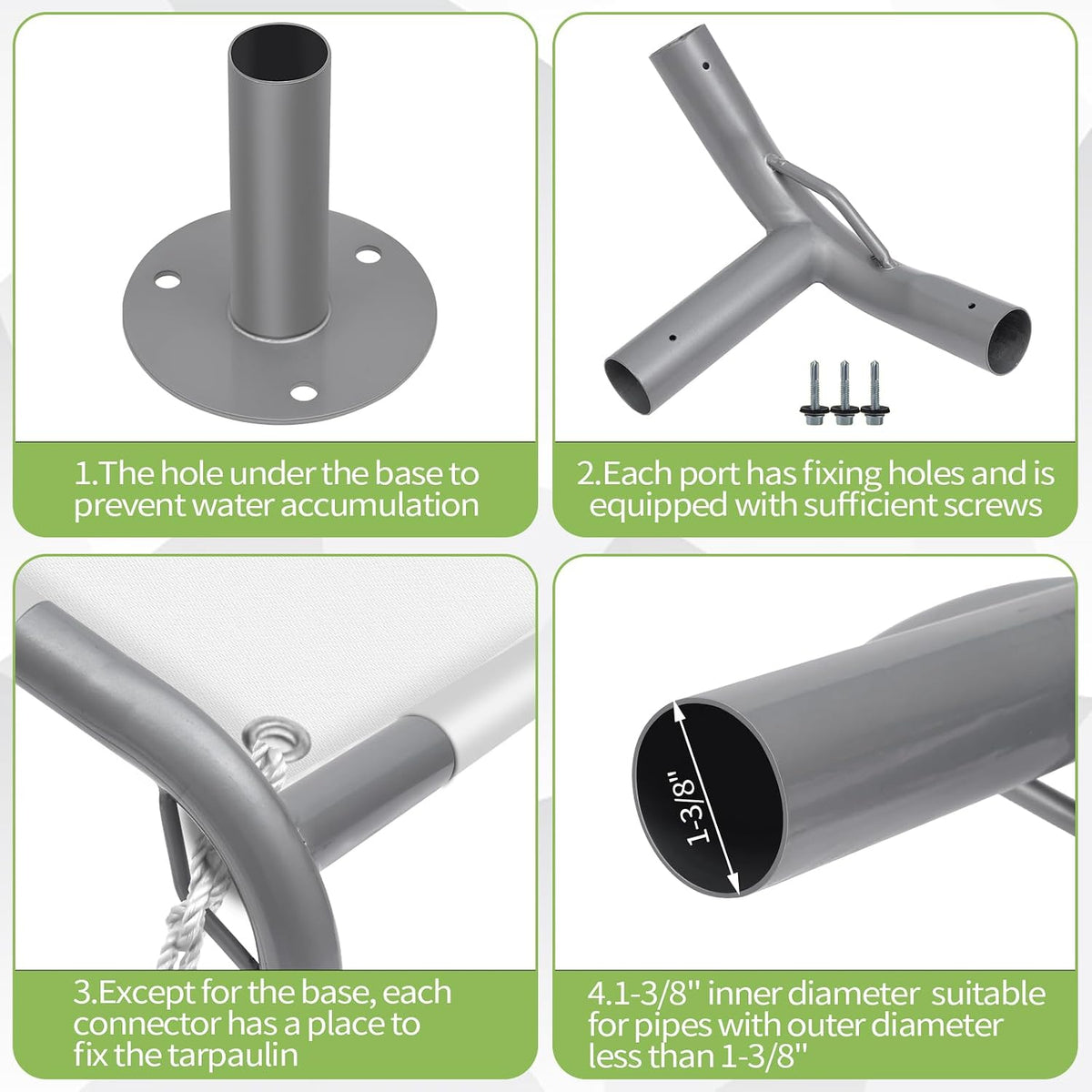 6 leg carport kits，high peak canopy fitting kit, close-up detail
