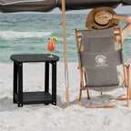 Adirondack Square Outdoor Side Table,2-Tier Storage Patio Side Table, HDPE End Tables for Backyard Pool Porch Garden Lawn