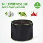 Delxo Garden Grow Bags 5 Gallon 10Pack Reusable Plant Growing Bags Fabric Pots for Planting Vegetable