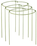 3 Pack Plant Support Stakes, Adjustable Plant Ring Cages with Green Rubber Wrapping, Ideal for Orchids, Indoor and Outdoor Potted Plants, 10" Wide x 17" High