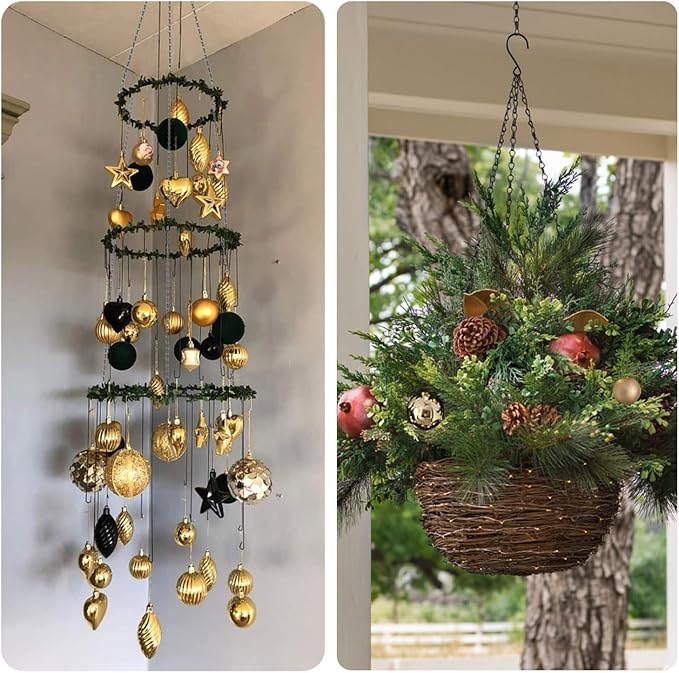 Adjustable Hanging Chain with Hooks, 25Inch, Black 15pcs Heavy Duty for Hanging Grow Lights, Christmas Wreath, Neon Sign, Indoor Plants, Bird Feeders