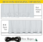 NICETOWN 2 Panels Outdoor Curtains Waterproof Pocket & Back Tab on Top & Bottom, Thermal Insulated Windproof Sun Blocking Outside Privacy Drapes for Patio with Fixed Rope, W84 x L84, Greyish White