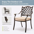 7-Piece Cast Aluminum Patio Furniture, Patio Dining Set for 6 Include 59" Rectangular Outdoor Dining Table and 6 Stackable Chairs with Cushions & Umbrella Hole (Bronze)