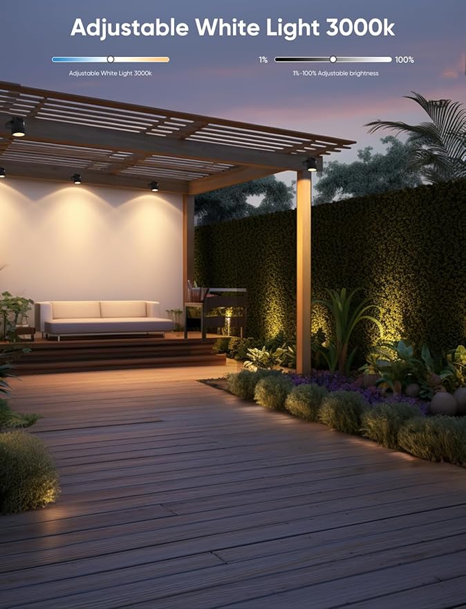 APPECK Landscape Lighting, RGBW Color Changing Low Voltage Landscape Lights with APP Control, IP65 Waterproof Outdoor Spotlights for Garden Yard Outside Decoration, 4 Pack