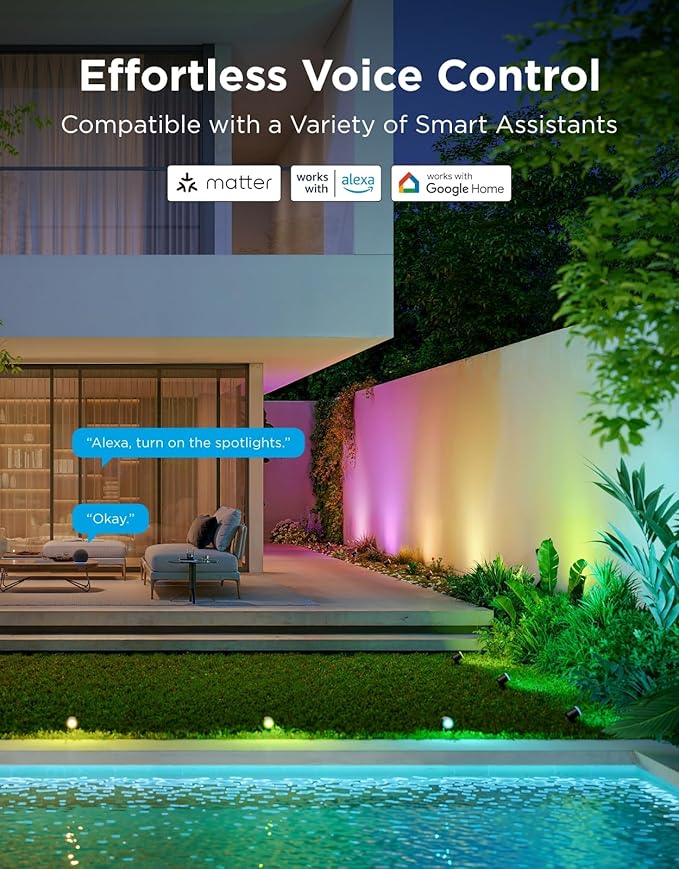 Govee Outdoor Spot Lights 2, IP67 Waterproof Spotlights, Landscape Lights Work with Matter, Alexa, and Google Assistant, RGBWIC Color Changing Light for Outdoor Decor, Patio Decorations, 4 Pack