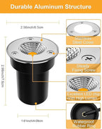 ZUCKEO Low Voltage Landscape Lights LED Well Lights 3W 12V-24V in Ground Light IP67 Waterproof Outdoor Low Voltage Landscape Lighting for Floor Driveway Deck Step Garden (8 Pack Warm White)
