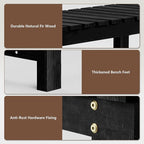 Nidouillet 35.5" Outdoor Garden Bench, Weatherproof Patio Benches 2-Person Seat Backless Wooden Porch Bench, Multifunctional Slat All Weather Bench for Garden Lawn Front Porch Park Backyard (Black)