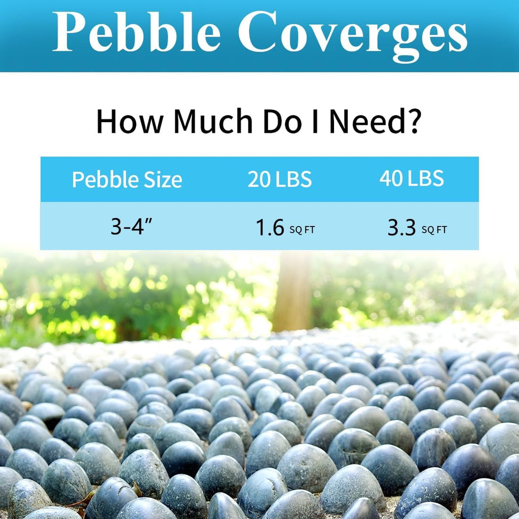 40lbs Large River Rocks for Landscaping, 3-4" Black Pebbles | for Garden Design, Hand-Picked Smooth Stones for Fish Tank, Flower Pots, Indoor Water Fountains, Pathways, Backyard