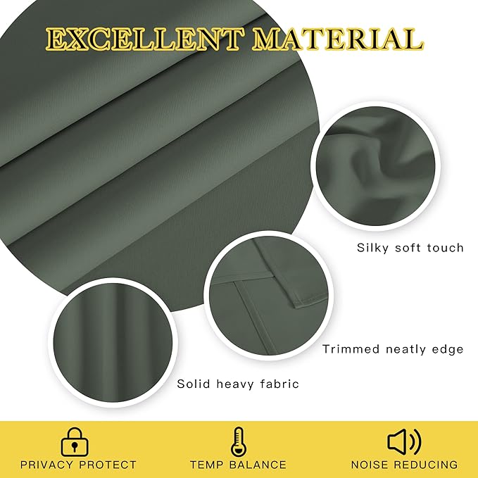 NICETOWN Blackout Curtain for Bedroom 108 inches Long - Grommet Thermal Curtain Light Blocking Room Darkening Window Treatment for Living Room (Dark Mallard, 1 Panel, W52 x L108)