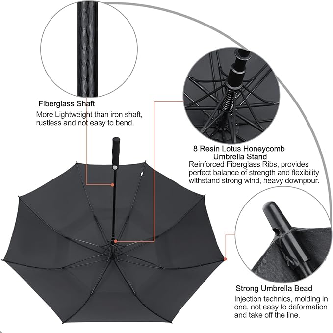 G4Free 47/54/62/68/72 Inch Automatic Open Golf Umbrella Oversize Extra Large Double Canopy Vented Windproof Waterproof Stick Umbrellas