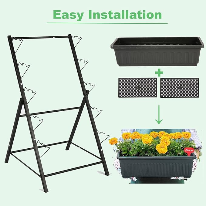 Homdox 5-Tier Elevated Garden Bed- Freestanding Vertical Raised Bed for Gardening with 5 Garden Planter Boxes- Perfect to Grow Vegetables Herbs Flowers Indoor, Black