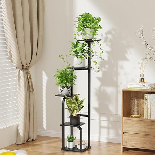 5 Tier Plant Stand Indoor, Plant Shelf for Multiple Plants, Flower Pot Holder Shelf, Planter Display Rack for Patio Garden Balcony Living Room Bedroom Decor, Black