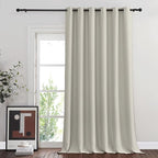 NICETOWN Room Divider Curtain 132 Inches Long, Wide Blackout Sliding Door Curtain for Bedroom, Room Darkening Privacy Window Curtain for Patio Door (1 Panel Set, Natural, 80 x 132 Inch)
