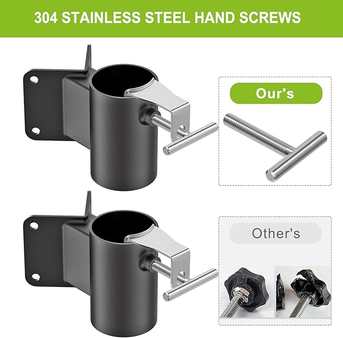 Heavy Duty Deck Railing Umbrella Holder, Patio Umbrella Stand for 1-2 Inch Poles, Space-Saving Design, Secure & Sturdy Post Corner Mount for Deck Railing, Balcony, Outdoor Courtyard, Fences