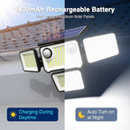 4500LM Solar Lights Outdoor Waterproof, 254 LED Solar Flood Lights Outdoor with 2 Motion Sensor, 4 Heads Security Light with Remote Control for Yard Outside House Garage 1 Pack