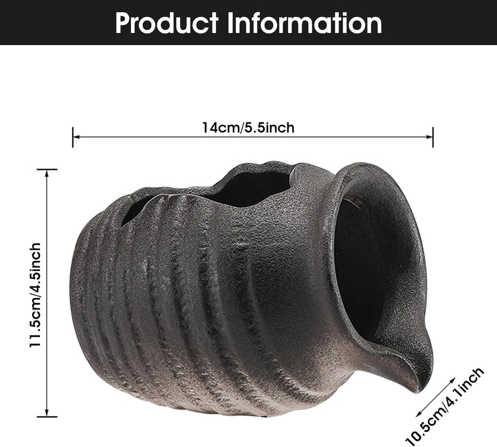 Ceramic Pond Spitter Matte – Handcrafted Fountain Spitter Indoor & Garden Water Feature(Matte Black, Small)