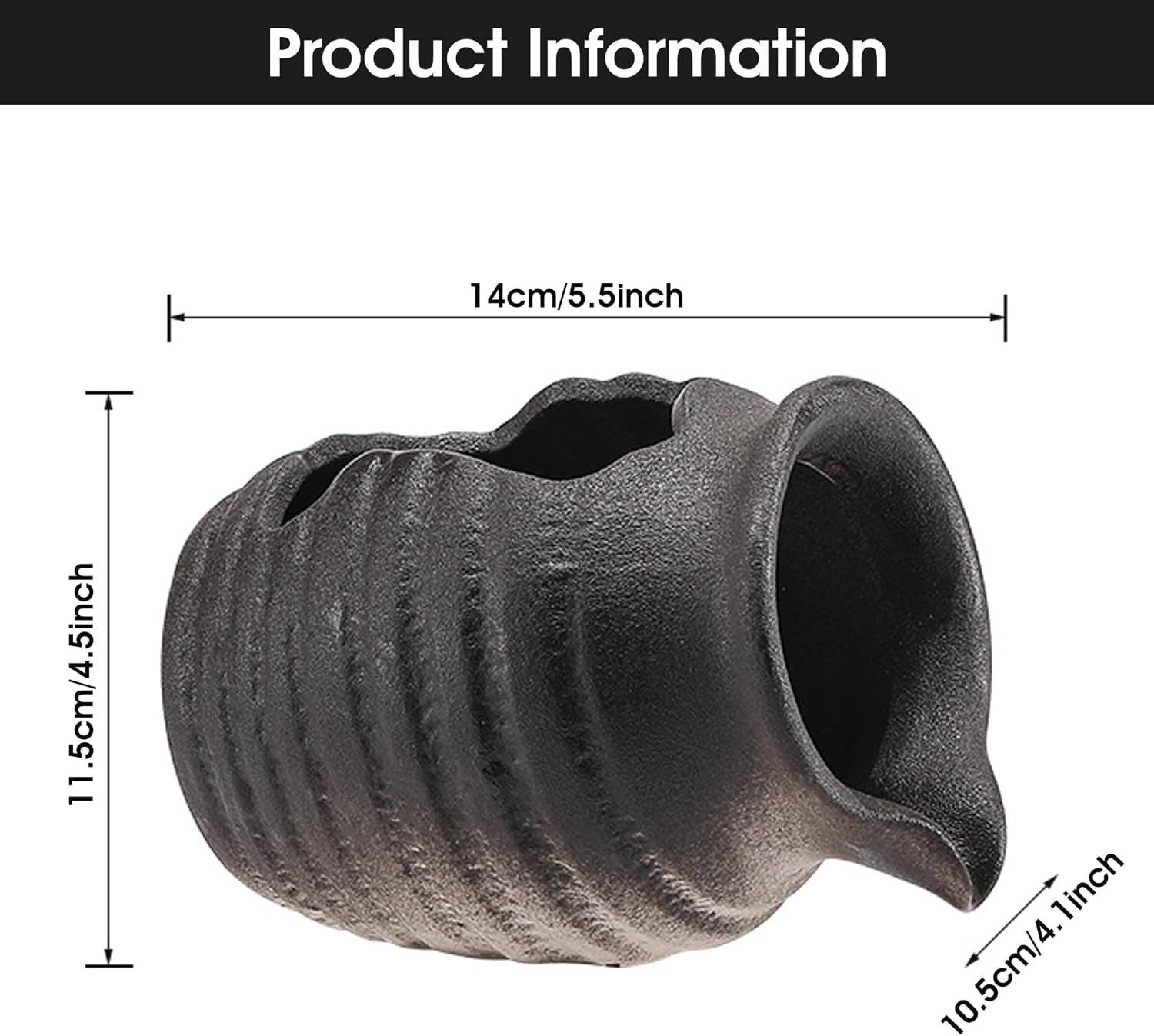 Ceramic Pond Spitter Matte – Handcrafted Fountain Spitter Indoor & Garden Water Feature(Matte Black, Small)