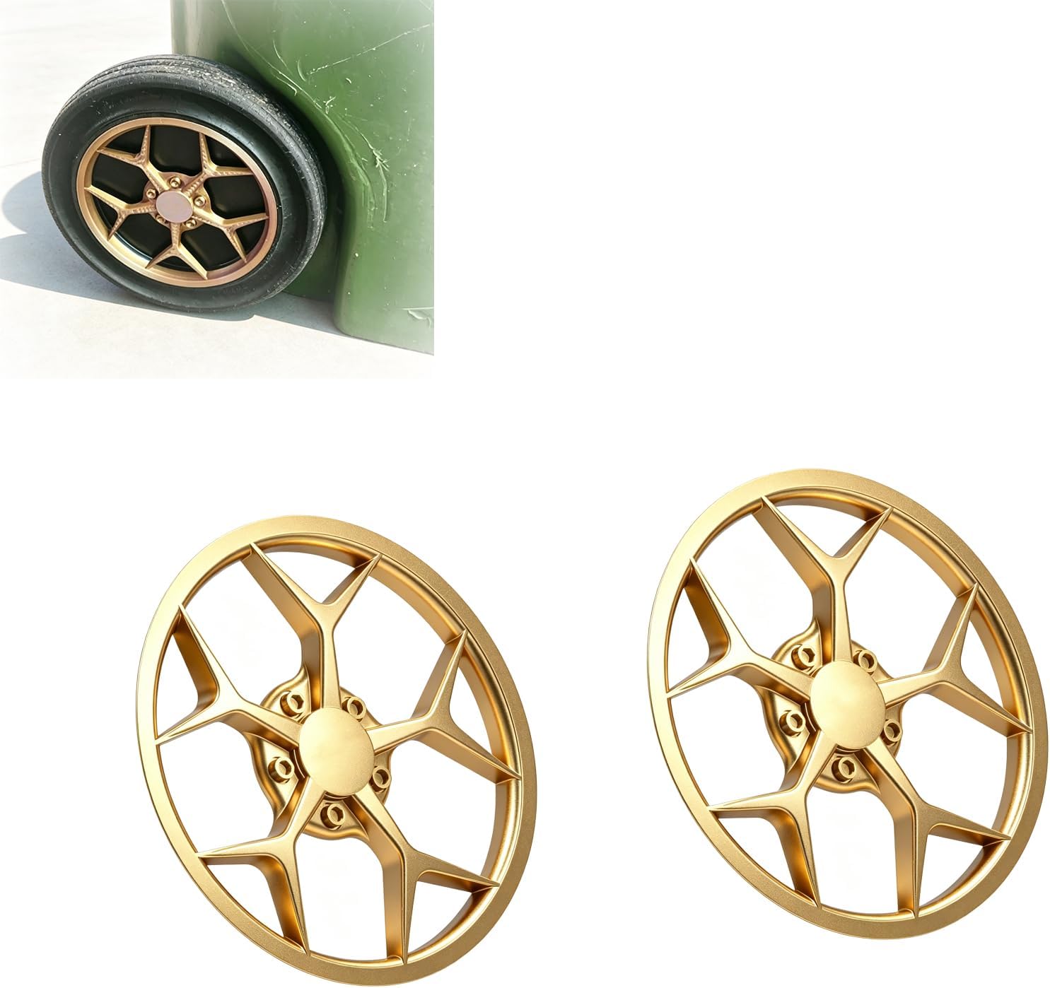 Decorative Trash Can Rims Compatible with Standard Garbage Can Wheels | Snap-On Wheel Covers with Outdoor Trash, Easy Installation, Add Custom Look to Your Trash Can