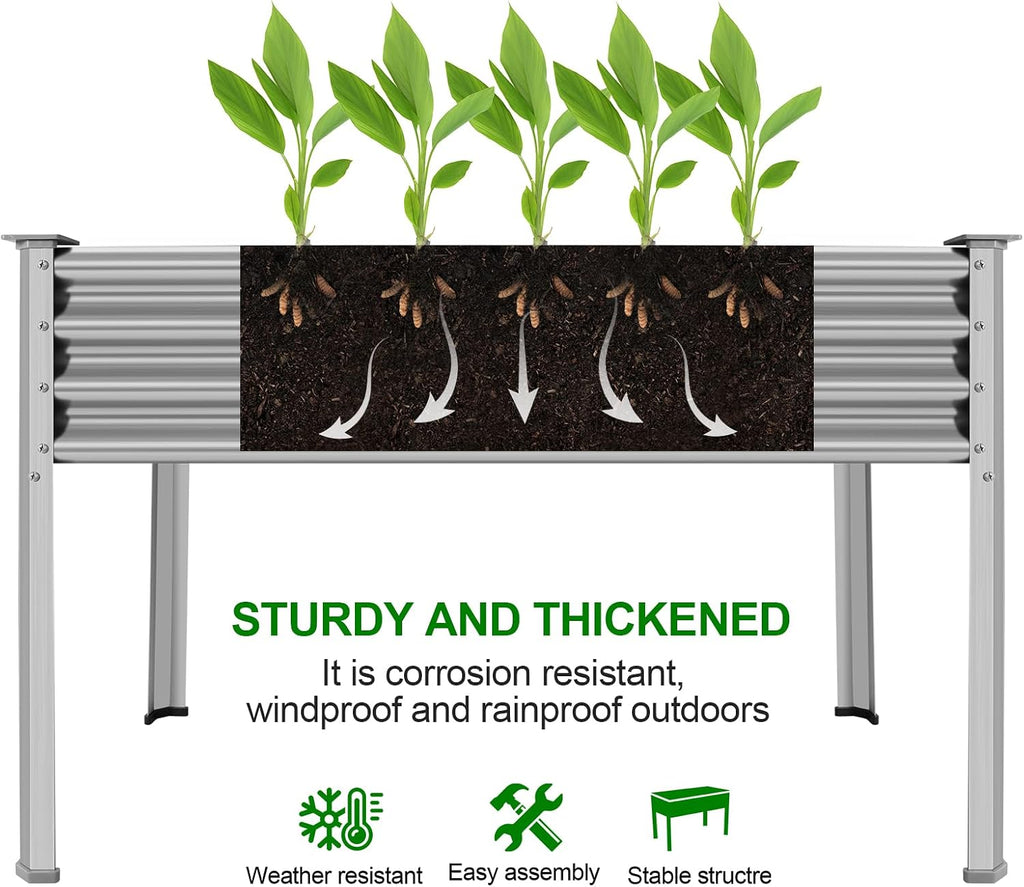 land guard 2 pack galvanized raised garden bed, close-up detail