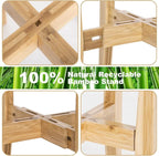 OERGKE 2 PACK Adjustable Plant Stand Indoor, Bamboo Mid Century Modern Plants Stands, Corner Flower Holder for Living Room, Fits 8 to 12 Inches Pots, (Pot & Plant Not Included)(Nature)