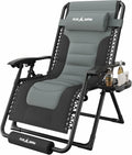 Amopatio Oversized Padded Zero Gravity Chairs Reclining Patio Lounge Chair | 29" Wide; 0-170° Recline; Removable Headrest, Cup Holder & Footrest; Foldable Weather Resistant 500LBS Capacity
