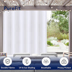 PureFit Outdoor Curtains for Patio Waterproof Weatherproof, UV Resistant Outside Curtains for Gazebo, Front Porch, Pergola, Sun Blocking Privacy Curtain, 100W x 120L inch, 1 Panel, White