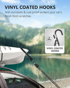 Kayak Straps Tie Downs 8 Pack Set, Roof Rack Straps Adjustable Ratchet Tie Down Straps with Lock S Hooks, 1/4 Inch 12 Feet Ratchet Straps for Small Cargo, Kayak-Soft Loops, Packing, Camping Gear
