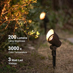 GOODSMANN Low Voltage Landscape Flood Lights 8PK Kit 3W LED 200 Lumen Outdoor Spotlights 3000K Warm White Replaceable LED Outside Hardwired Lighting with Metal Stakes Cable Connectors Replaceable