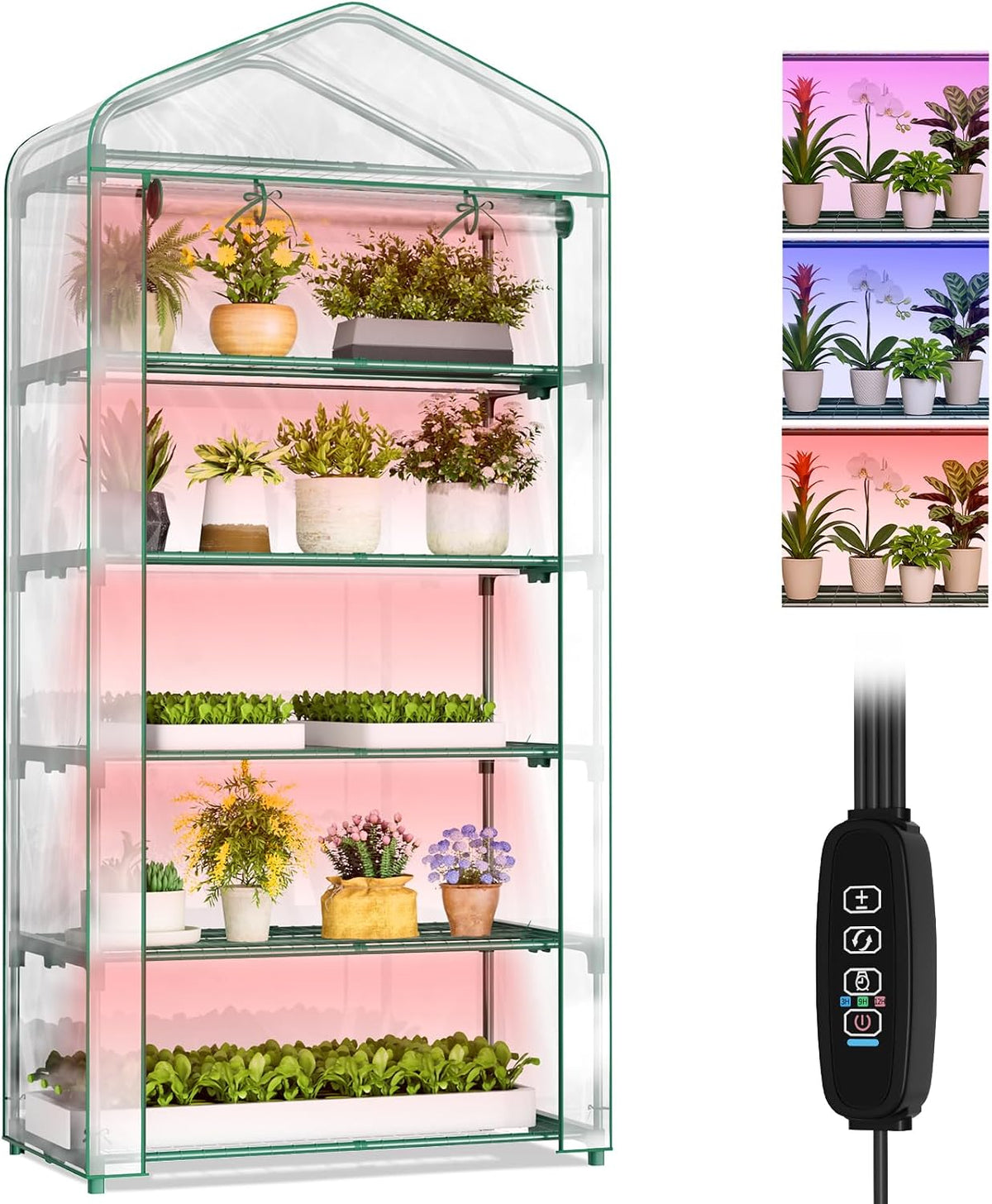 sunyrisy 5 tier indoor/outdoor greenhouse with grow lights, main product view
