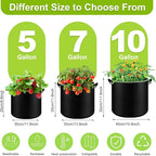 6-Pack 5/7/10 Gallon Grow Bags - 300G Heavy Duty Aeration Fabric Pots with Handles,Thickened Nonwoven Planter Bags for Vegetables Flowers Fruits