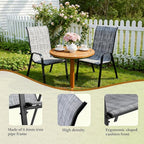 MAMIZO Patio Dining Chairs, Stackable All Weather Teslin Chair, Heavy Duty Outdoor Breathable Chairs Set, w/Armrests, Upgraded Chair FeetW/Strenthened Iron Spacers, 330 LBS (8, Grey)