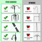 FEED GARDEN [Upgrade Version 92 Inch Three Shepherd Hooks for Outdoor,Bird Feeder Pole with 5 Prong Base, Adjustable Shepard Hooks for Hanging Plant, Solar Lanterns, Wind Chimes, 2 Pack