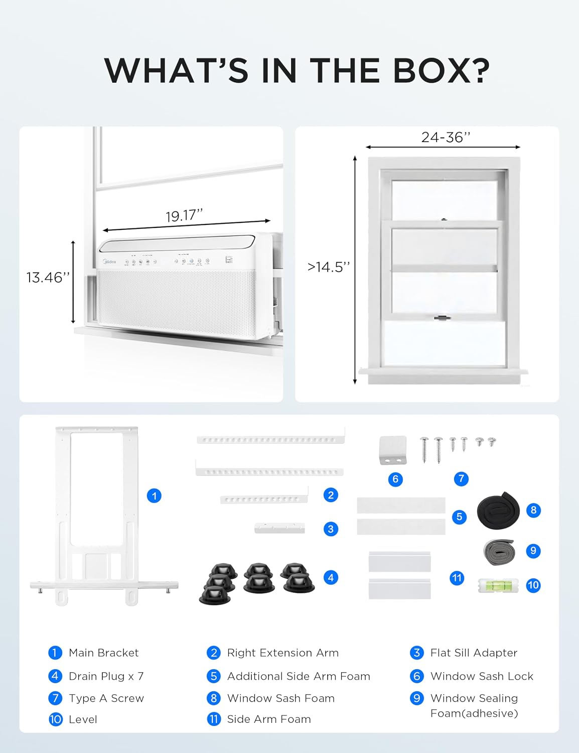 midea 8,000 btu u shaped window air conditioner on a desk or shelf