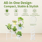 6 Tier Metal Plant Stand, 6 Potted Multiple Flower Pot Holder Shelf, Indoor&Outdoor Folding Planter Display Shelves for Patio Garden, Living Room, Corner Balcony, Bedroom - WhiteWave