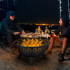 hykolity 2 in 1 fire pit with grill, front angle view