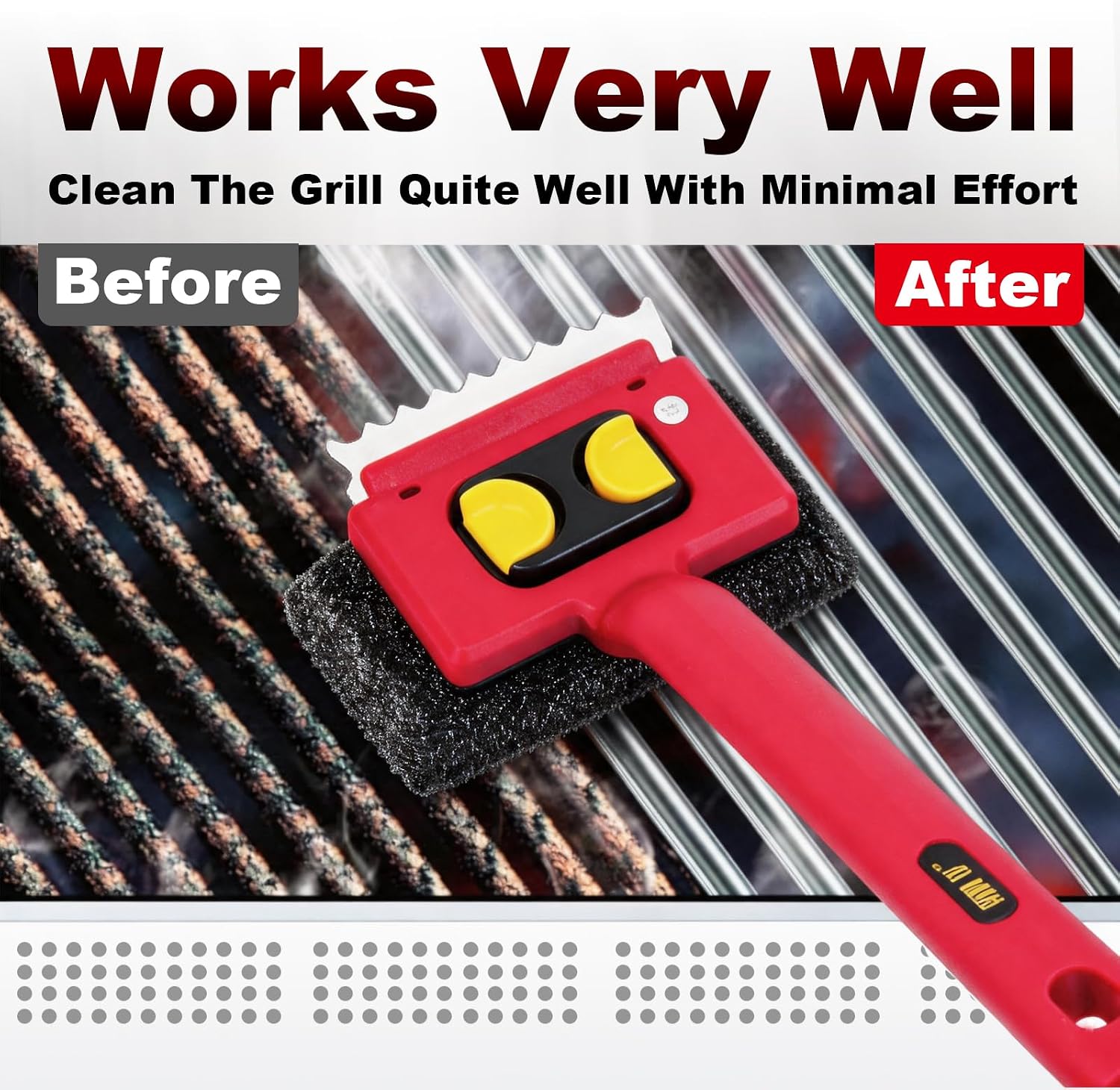 Grill Brush Bristle Free with Scraper and 2 Replacement Heads | grill cleaning brush,grill cleaner brush,grill brush for outdoor grill,grill rescue brush with heat resistant gloves