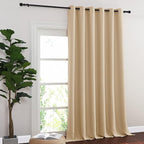 NICETOWN Blackout Living Room Curtain 118 inch Length, Grommet Thermal Curtain Sound Blocking Room Divider for Sliding Glass Door, Biscotti Beige, W80 x L118, 1 Panel