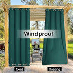 NICETOWN Outdoor Patio Curtain Extra Long Drape 120" L Waterproof/Windproof, Top and Bottom Grommets Blackout Outdoor Drape Privacy Protect for Yard/Porch, 52" W, 1 Panel, Hunter Green