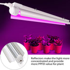 Grow Light for Plants, T8, 2FT, 24W, Full Spectrum, 8 Pack, Linkable | Indoor Grow Light with Reflector, 8x24W High PPFD, Full Spectrum Pink Light , Linkable, Aluminum for Seedlings & Succulents