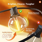 addlon Outdoor String Lights 50FT G40 with Remote, 27 LED Shatterproof Bulbs, Dimmable Patio Globe Lights Waterproof, Hanging Outside Lighting for Backyard, Garden, Deck, Balcony, Porch, Café, Decor