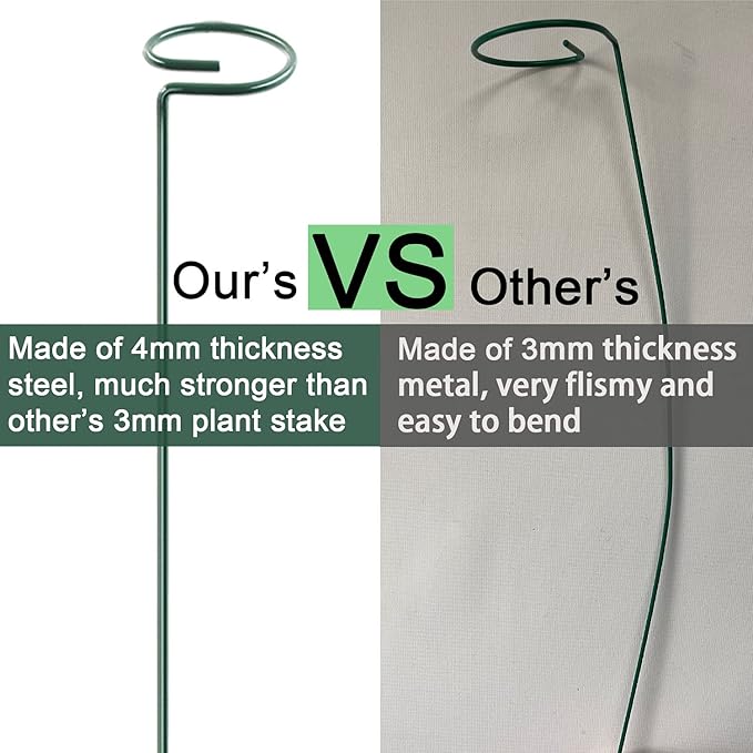 HiGift 20 Pack 24 Inch Plant Support Stakes, Single Stem Flower Support Stakes and Rings for The Garden, Metal Garden Stakes for Tall Plant Vegetables Amaryllis Orchid Lily Sunflower Rose Narcissus